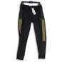 NWT Womens Black Gold Striped Elastic Waist Pull-On Track Pants Size M image number 1