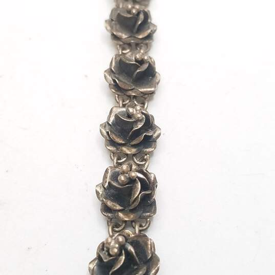 Sterling Silver Rose Link 7" Bracelet 22.4g image number 3