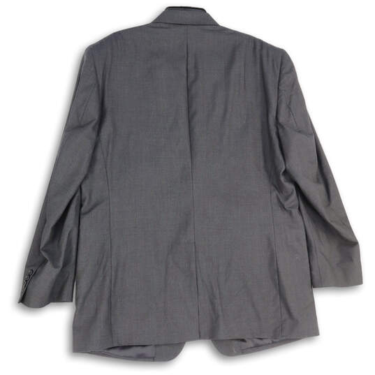 Mens Black Notch Lapel Flap Pocket Long Sleeve Two Button Blazer Size 48L image number 2