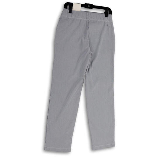 NWT Womens Blue White Pinstriped Slash Pockets Ankle Pants Size Medium image number 2