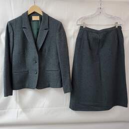 Vintage Pendleton Gray Wool Blazer & Skirt Suit Set Women's MD