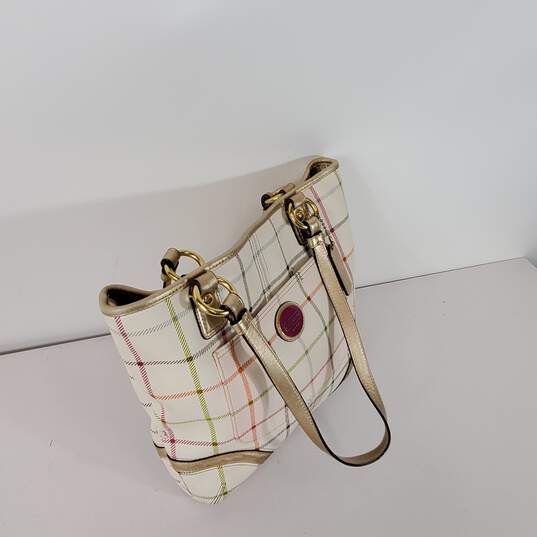 COACH F19174 Heritage Plaid Canvas Tote Bag image number 3