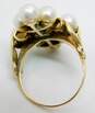 Vintage 14K Yellow Gold Pearl Cluster Scroll Ring 7.1g image number 2
