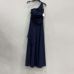 NWT Womens Blue Sleeveless One Shoulder Back Zip Long Maxi Dress Size 2
