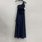 NWT Womens Blue Sleeveless One Shoulder Back Zip Long Maxi Dress Size 2 image number 1