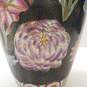 Oriental Porcelain Table Vase  14 in High  Floral Motif /Black image number 3