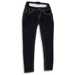 Womens Blue Denim Dark Wash 5-Pocket Design Skinny Leg Jeans Size 27