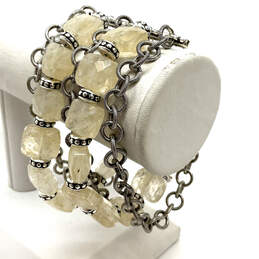 Designer Brighton Silver-Tone Crystal Cut Stone Multi Strand Chain Bracelet