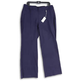 NWT Womens Navy Blue Elastic Waist Wide Leg Ankle Pants Size 14/16 Reg