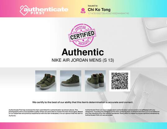 Nike Air Jordan 1 Green Athletic Shoe Men 13 image number 10