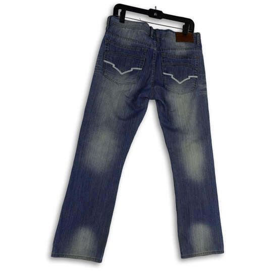 Womens Blue Denim Stretch Medium Wash Pockets Straight Leg Jeans Size 32 image number 2