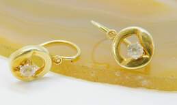 Vintage 14K Yellow Gold Faceted Glass Lever Back Earrings 1.6g alternative image