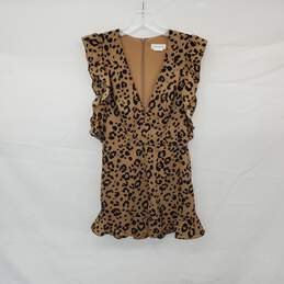 Lovers And Friends Tan Animal Print Lined Deep Plunge Romper WM Size S