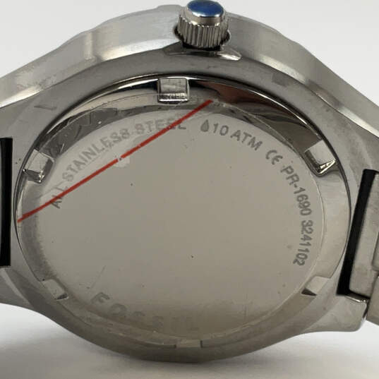 Designer Fossil PR1690 Silver-Tone Stainless Steel Quartz Analog Wristwatch image number 4