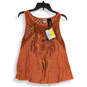 NWT Womens Orange Paisley Round Neck Sleeveless Tank Top Size Medium image number 1