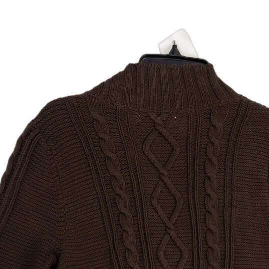 Womens Brown Knitted V-Neck Button Front Cardigan Sweater Size Small image number 4
