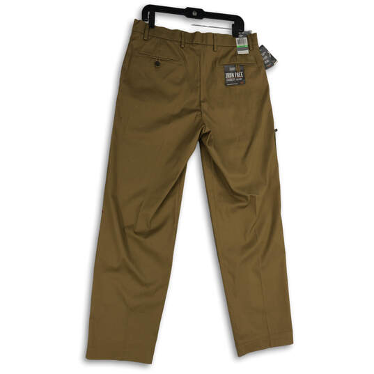 NWT Mens Khaki Flat Front Classic Fit Straight Leg Ankle Pants Size 34x34 image number 2