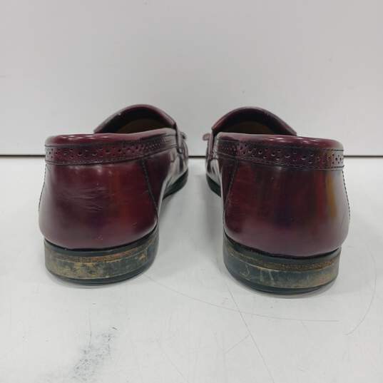 Mens V719 Burgundy Leather Flat Slip On Moc Toe Tasseled Loafer Shoes Size 11 D image number 4