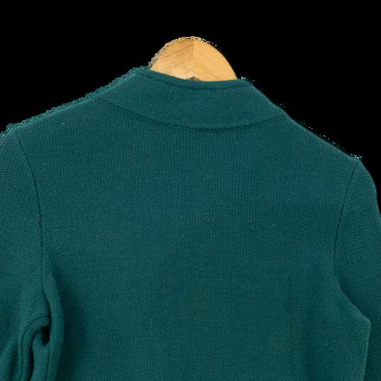 Womens Green Long Sleeve Knitted Double Breasted Coat Size MP image number 2