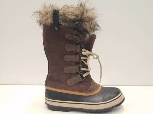 SOREL Joan Of Arctic Brown Rubber Suede Rain Snow Boots Women's Size 7 M image number 5