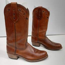 Men's Brown Leather Cowboy Boots Size 8D