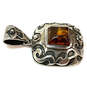 Designer Silpada 925 Sterling Silver Genuine Amber Stone Chain Pendant image number 3