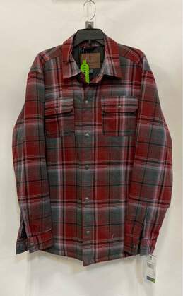 NWT Free Country Mens Red Plaid Long Sleeve Snap Front Shirt Jacket Size XLT