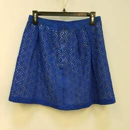 NWT Womens Blue Floral Lace Stretch Back Zip Casual Mini Skirt Size 2