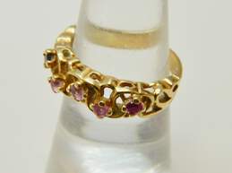 10K Gold Ruby Pink Sapphire & Purple Spinel Knot Band Ring 3.0g alternative image