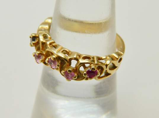 10K Gold Ruby Pink Sapphire & Purple Spinel Knot Band Ring 3.0g image number 2