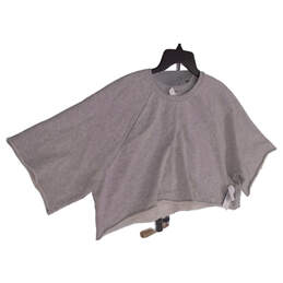 NWT Womens Gray Crew Neck Raglan Short Sleeve Cropped Sweatshirt Size 1X alternative image