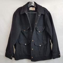 Vintage Filson black wool snap front cargo utility field jacket