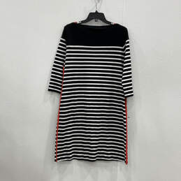 NWT Womens Black White Striped 3/4 Sleeve Knee Length T-Shirt Dress Size 2 alternative image
