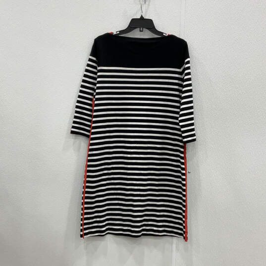 NWT Womens Black White Striped 3/4 Sleeve Knee Length T-Shirt Dress Size 2 image number 2