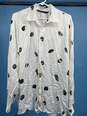 Womens White Black Spotted Long Sleeve Button-Up Shirt Size L T-0528238-G image number 1