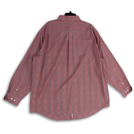 NWT Mens Red Plaid Button-Down Collar Long Sleeve Dress Shirt Size 2XB image number 2