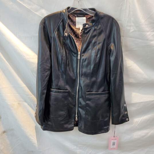Avec Les Filles Black Full Zip Faux Leather Jacket NWT Size M image number 1