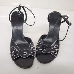Celine Black Leather White Trim Cutout Heeled Sandals Women's Size 7 alternative image