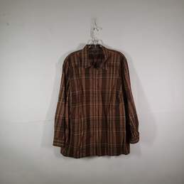 Mens Plaid Cotton Long Sleeve Collared Button-Up Shirt Size 3X