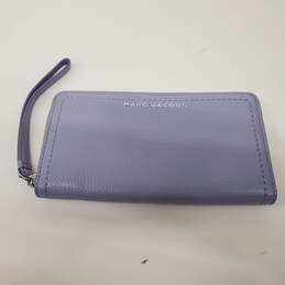 Marc Jacobs Purple Pebbled Leather Zip Around Wallet