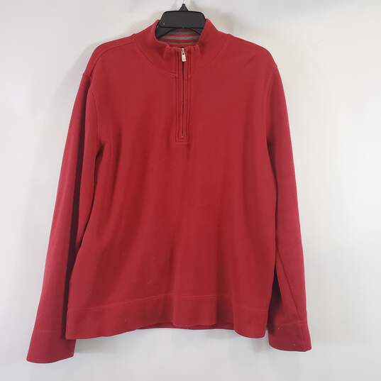 Façonnable Men Red 1/4 Zip Sweater M image number 1