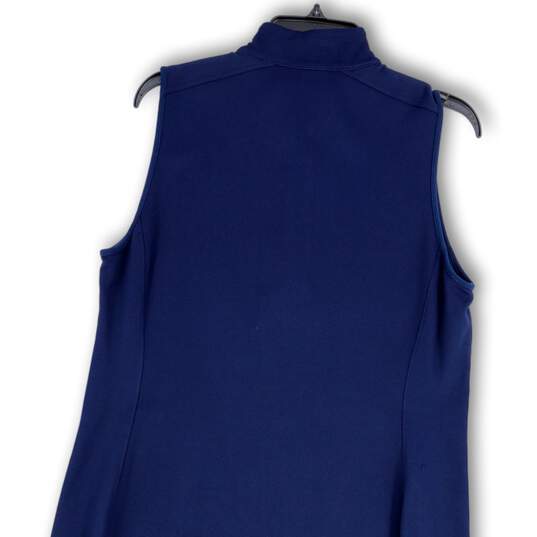 Womens Blue Sleeveless Mock Neck 1/4 Zip Short Tennis Shift Dress Size XL image number 4