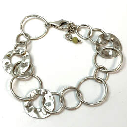 Designer Silpada 925 Sterling Silver Hammered Circle Link Chain Bracelet alternative image