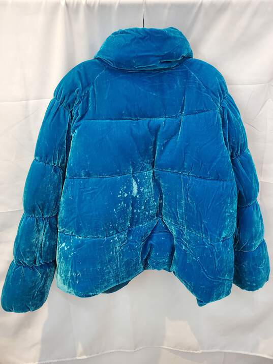 Time For Me Full Zip Blue Puffer Coat Jacket Adult Size 2XL image number 2