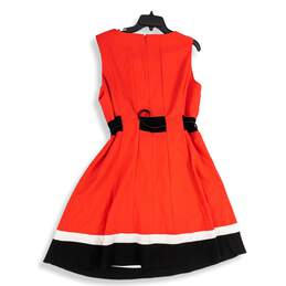 Calvin Klein Womens Red Black Round Neck Sleeveless Back Zip A-Line Dress Sz 16 alternative image