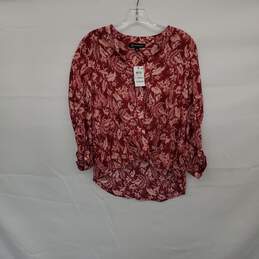 I.N.C. Burgundy & Pink Floral Patterned Bottom Wrap Top WM Size XS NWT