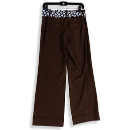 NWT Womens Brown Tie Waist Flat Front Wide Leg Ankle Pants Size 2 Petite alternative image