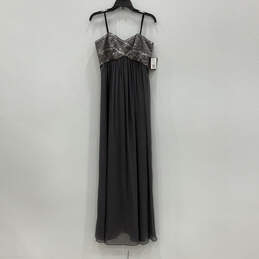 NWT Womens Gray Silver Sequin Strapless Sweetheart Neck Maxi Dress Size 8 alternative image