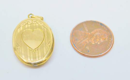 Romantic 10K Yellow Gold Heart & Scrolled Etched Locket Pendant 3.0g image number 5
