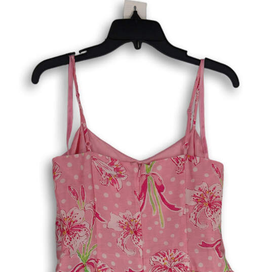 Womens Pink Floral Sleeveless V-Neck Back Zip Fit & Flare Dress Size 8 image number 4